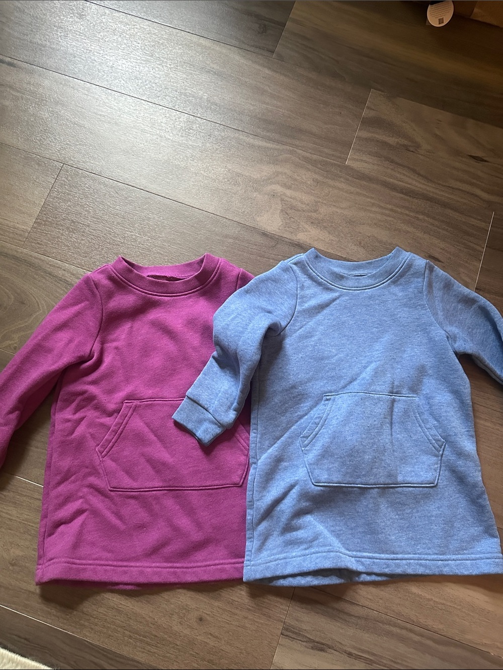 Primary Kids Long-Sleeve Pocket Tunic Top - Pink & Heather Gray